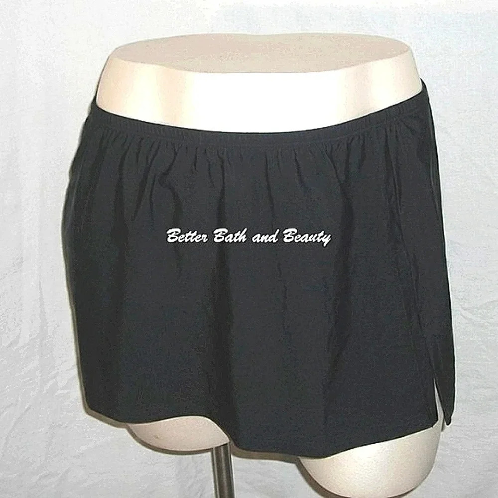 Aqua Couture Plus Size Swim Suit Skirt Skirtini‎ 24W Black